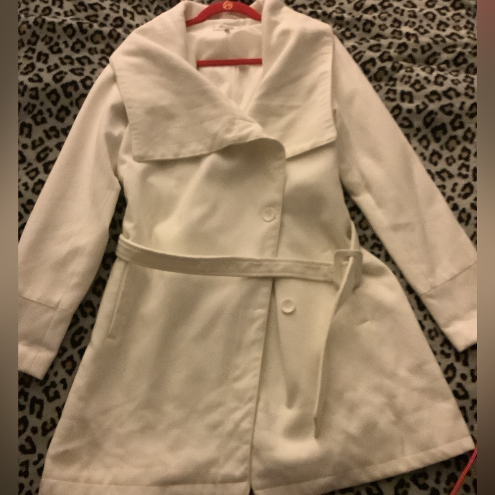 Charlotte Russe Cream Belted Trench Coat